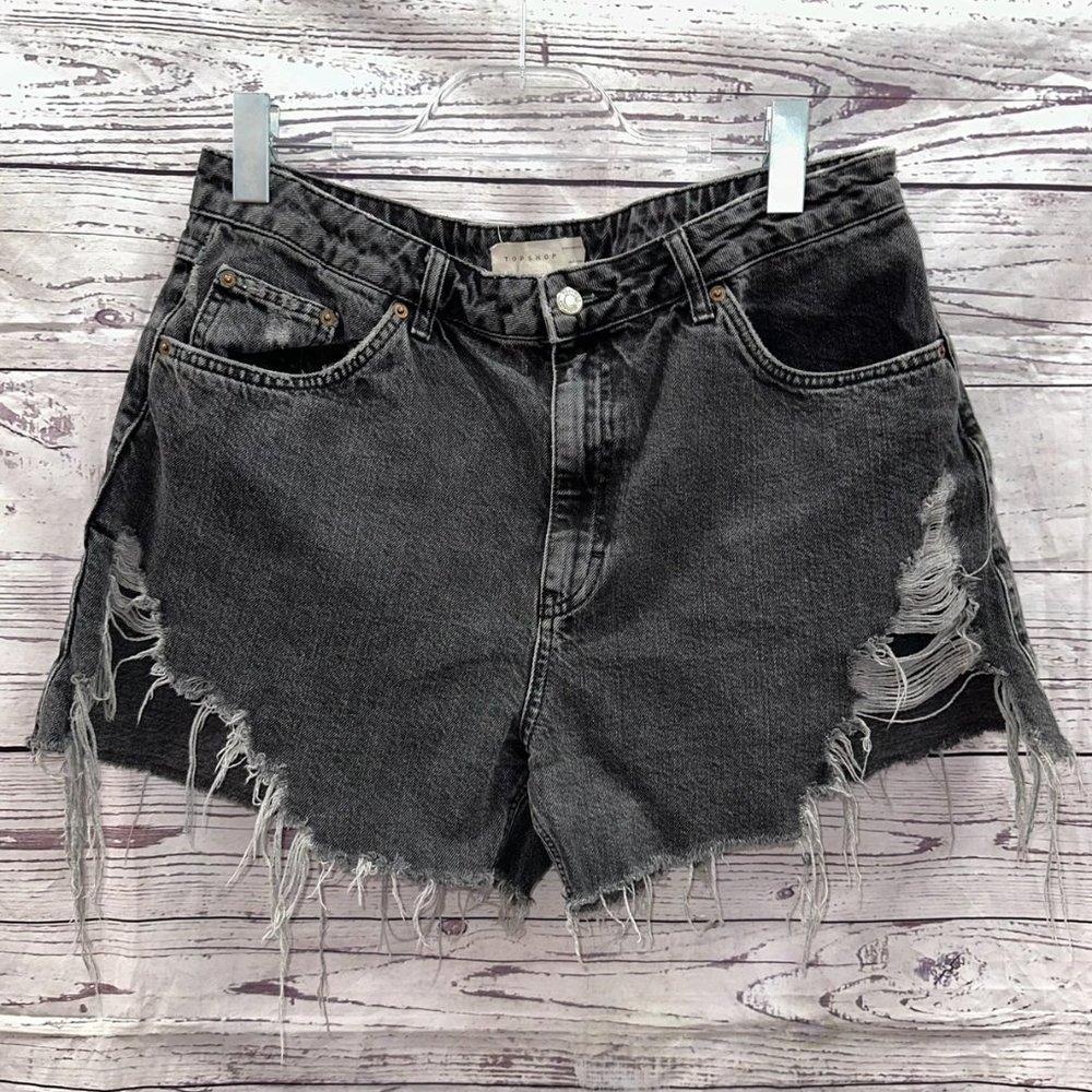 TopShop Womens/Girls Black Denim Shorts Size 12